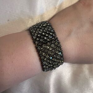 Stretchy gunmetal silver rhinestone bracelet